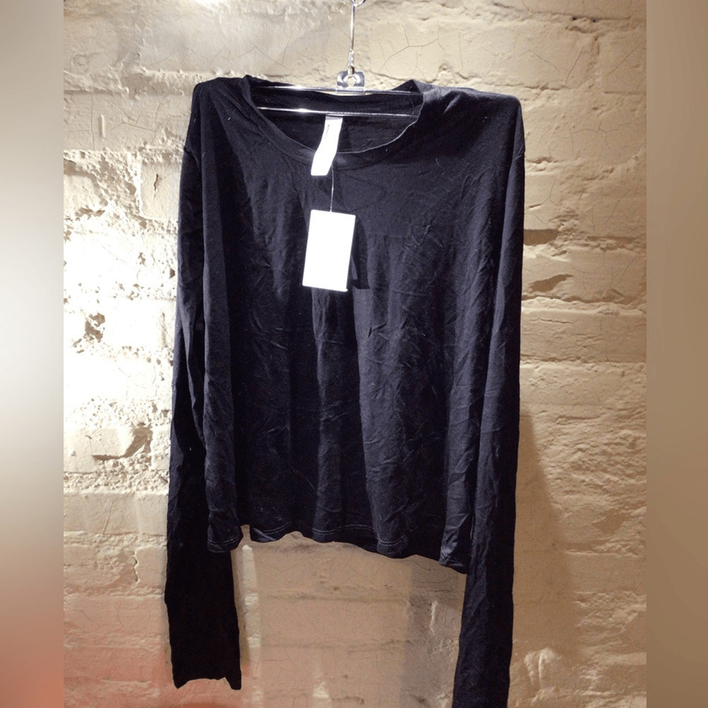 NEW! American Apparel jersey Black Women's Long Sleeve Crewneck Top